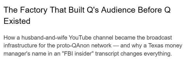 Encabezado del documento titulado The Factory That Built Q's Audience Before Q Existed