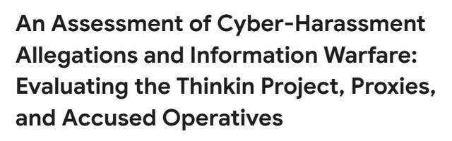 Encabezado del documento titulado An Assessment of Cyber-Harassment Allegations and Information Warfare