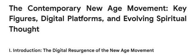 Encabezado del documento titulado The Contemporary New Age Movement