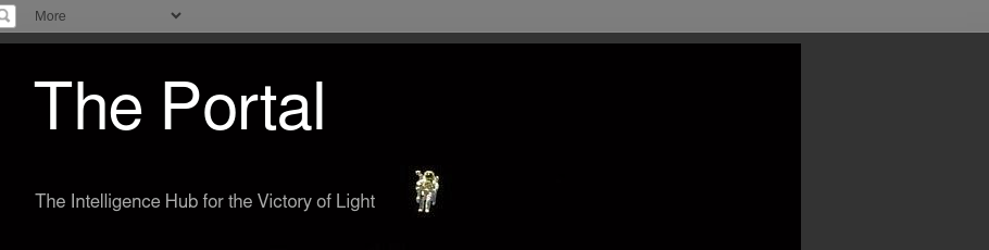 Captura del header de 2012portal.blogspot.com con el título The Portal en blanco grande y el tagline The Intelligence Hub for the Victory of Light abajo, con un pequeño ícono de astronauta